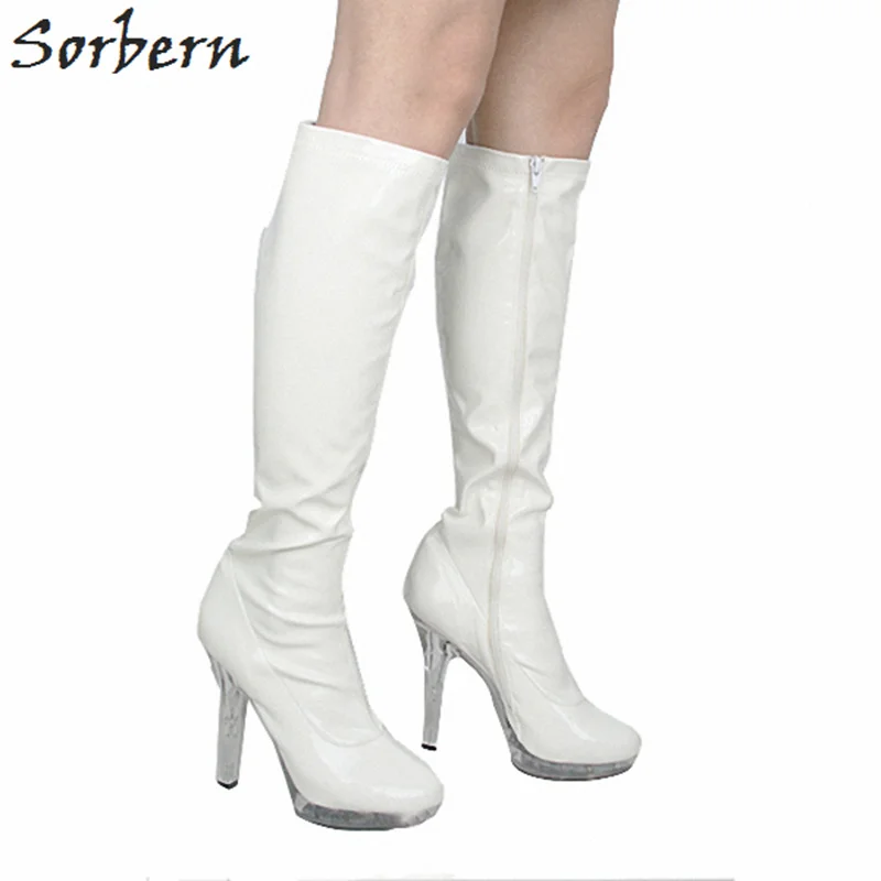 

Sorbern White Women Boots Ladies Party Boots Round Toe Botines Mujer 2018 Chaussures Femme Zipper Fashion Womens Boots