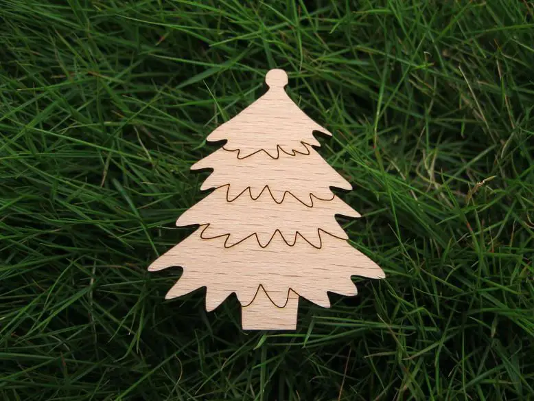 Рождественская елка деревянные броши