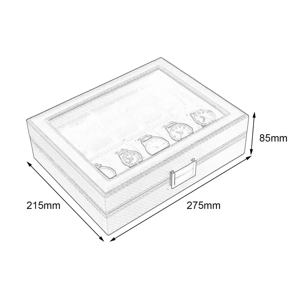 Высокоуглеродное волокно 5 6 10 12 Сетка Коробка для часов Дисплей Коробка для хранения браслет часы дисплей Слоты Чехол держатель Контейнер для хранения