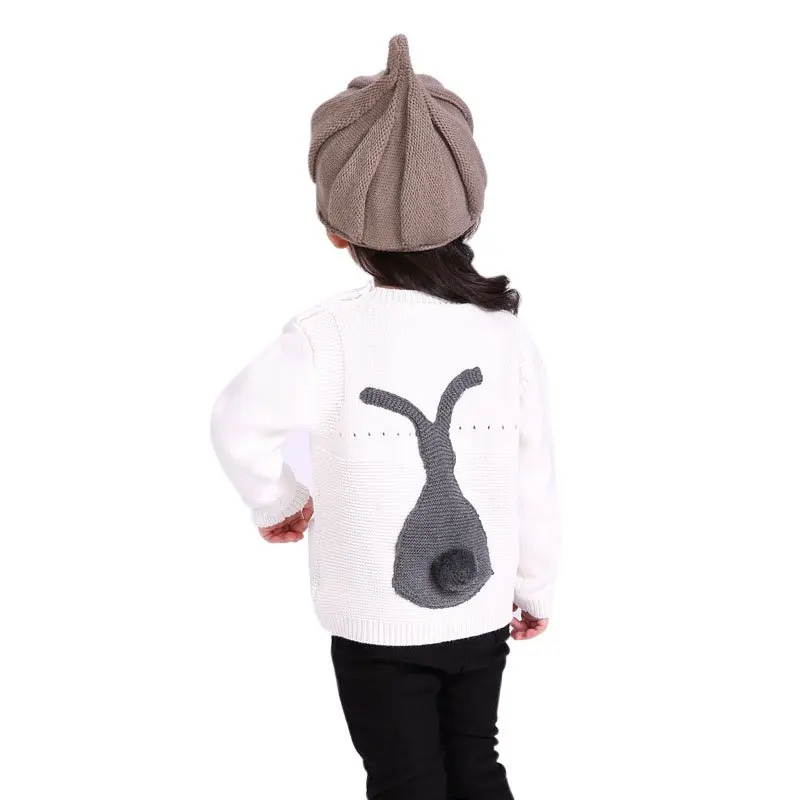 Свитер для маленьких мальчиков и девочек; джемпер для маленьких девочек; трикотажный пуловер с длинными рукавами и кроликом; Осенняя детская одежда