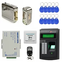 DIYSECUR 125KHz RFID LCD Biometric Fingerprint Password Keypad ID Card Reader Access Control System Kit + Electric Lock