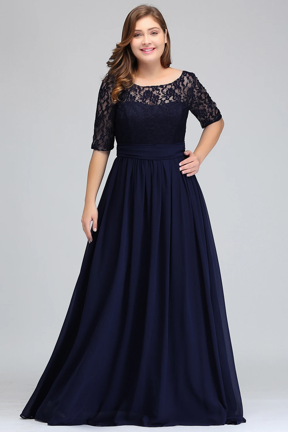 Розовый Длинные свадебные платья большие размеры 22 W 24 W 26 W 2019 Vestido longo овальным вырезом Свадебные праздничные платья дешевые Для женщин