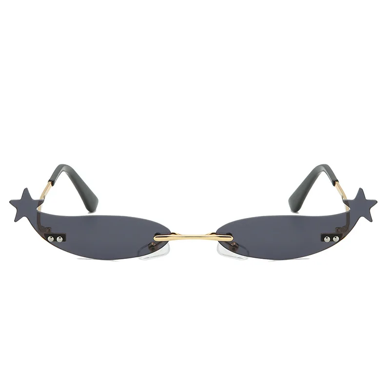 NYWOOH маленькие солнцезащитные очки без оправы женские роскошные солнцезащитные очки «кошачий глаз» Ретро женские узкие зеркальные линзы металлическая оправа солнцезащитные очки UV400