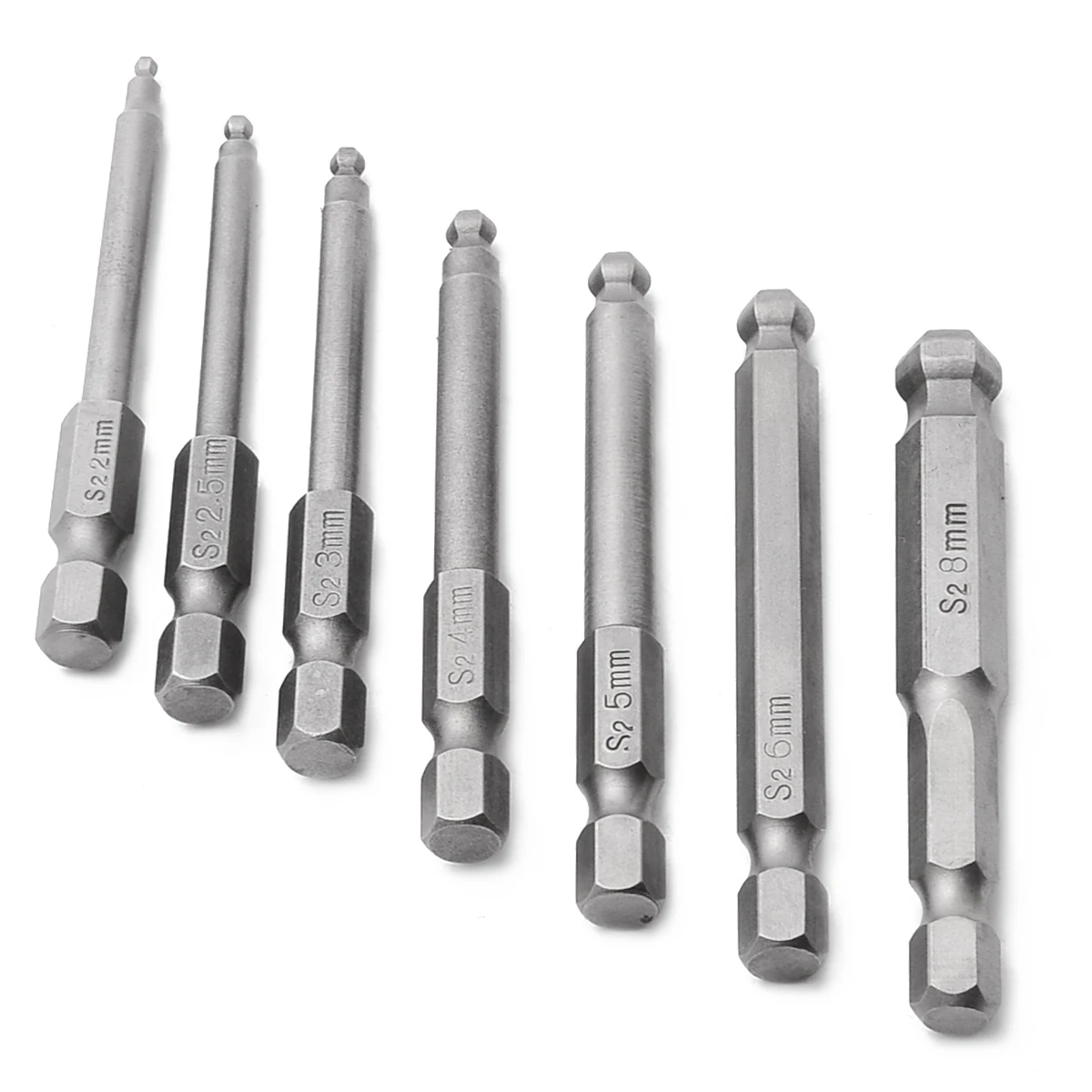 Mayitr 7 Pcs 2.5'' 65mm Hand Tools Screw Driver Magnetic Ball End Hexagon Head Hex Screwdriver Bits Drill Tool