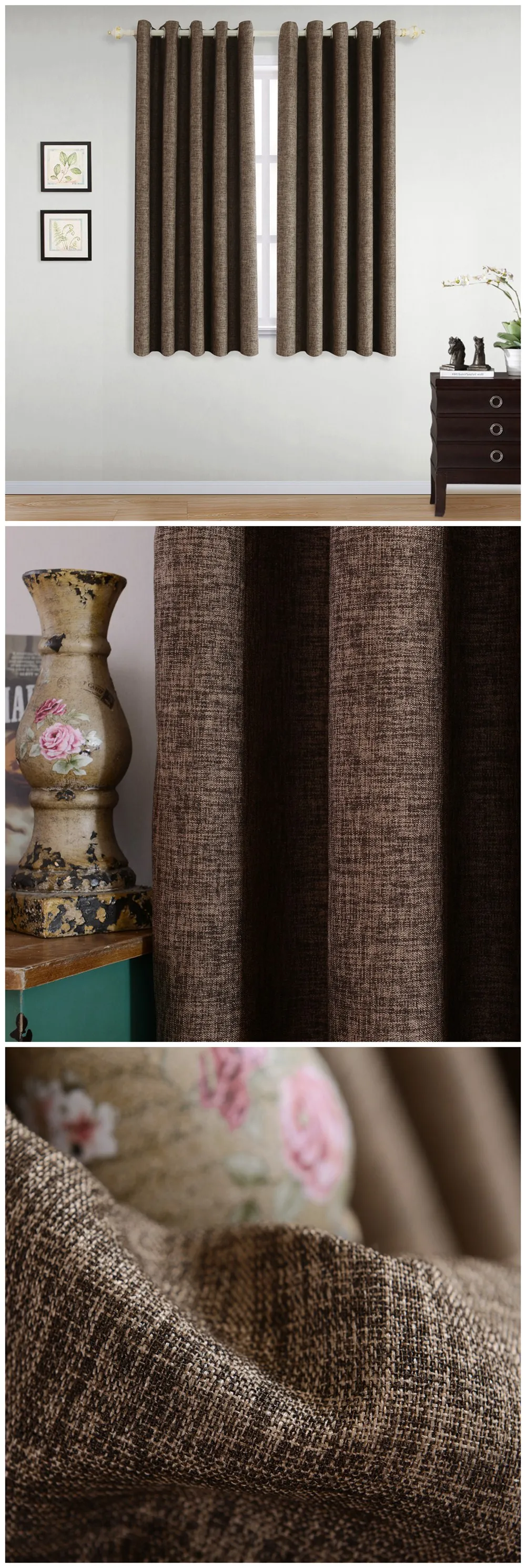 ZG035 NAPEARL 1 Piece Elegant Panel Solid Short Curtains For Living Room Windows High Shading Drops Thread Fabric Home Decor Rings Top (2)