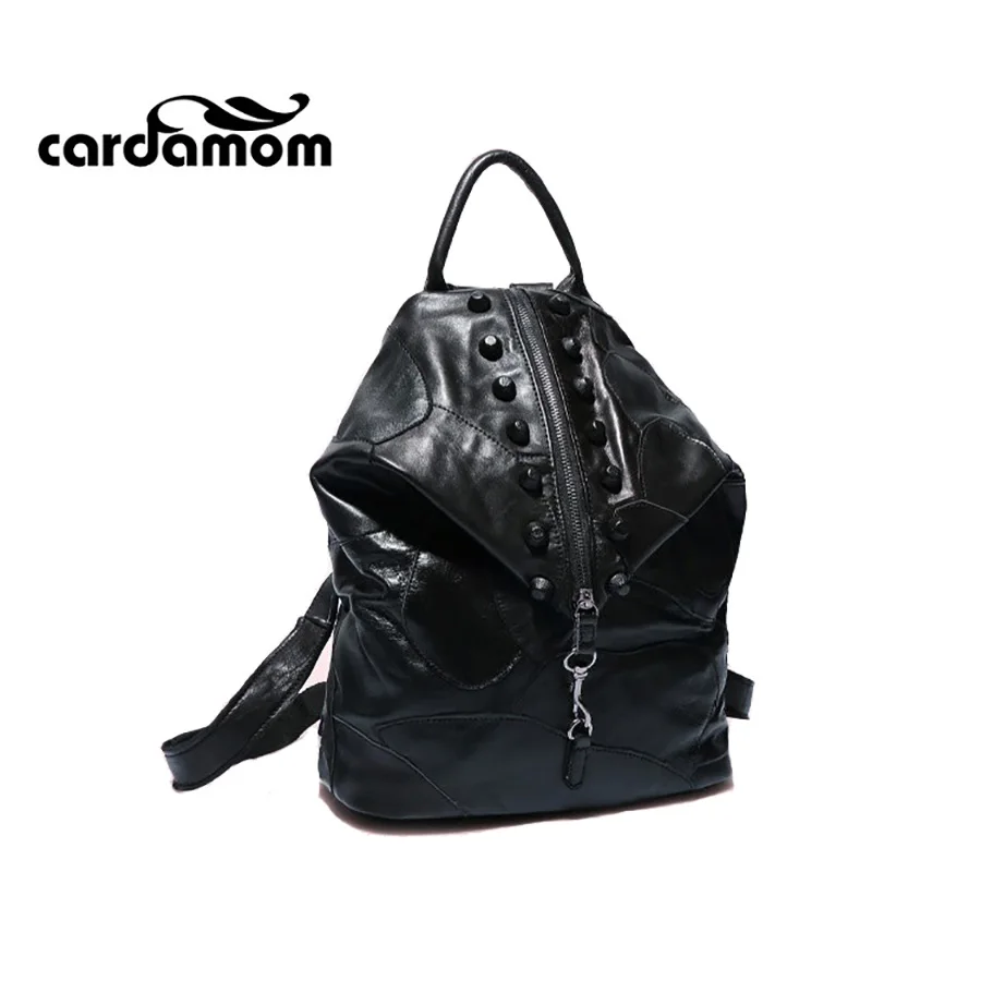 

Cardamom Fashion Leather Backpack Women Bags Cowhide Leather Bagpack with Colorful Patchwork Backpacks for Women