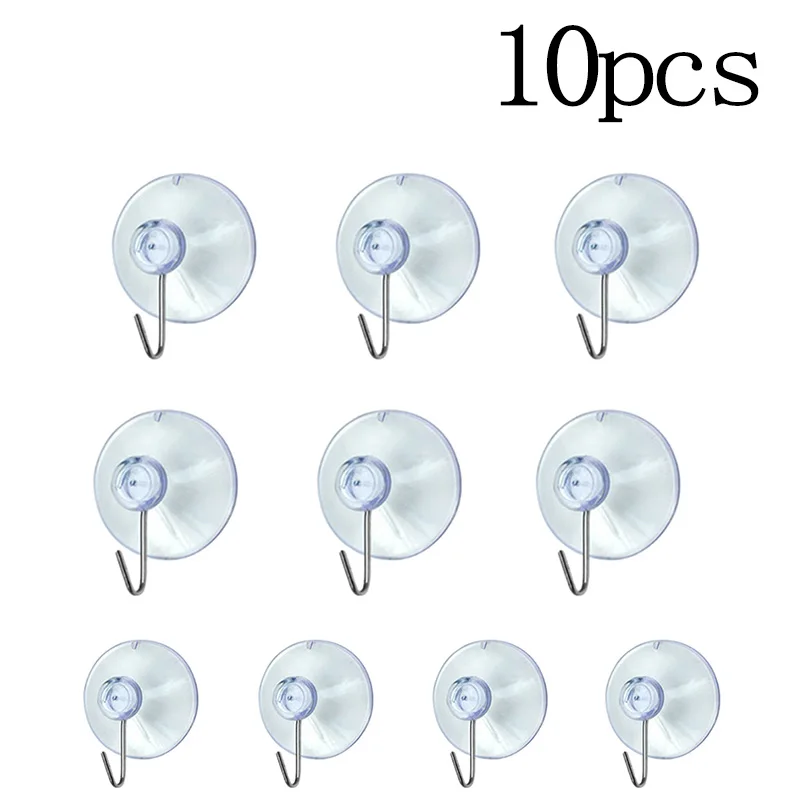 Suction Cups Hooks Clear PVC Window With Metal Hooks Sucker Cup Bathroom Kitchen 
