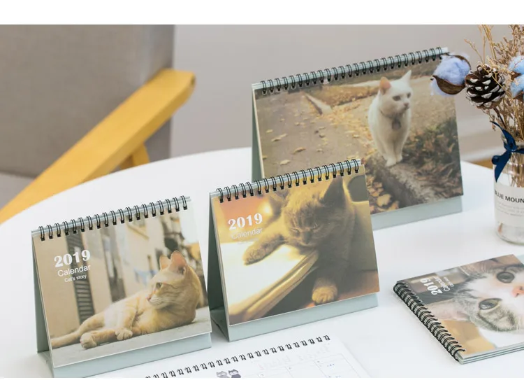 Милые кошки Настольный календарь 2019 Настольный календарь офисная поставка стоящая органайзер для бумаг планировщик расписаний принт