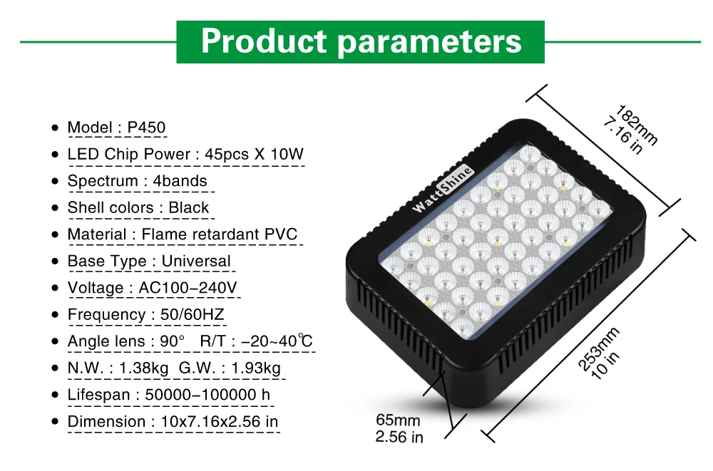 High PAR Value 450W led grow light Full spectrum for plant growing Indoor plants lamps Hydroponics lighting Double chip 10W  (14)