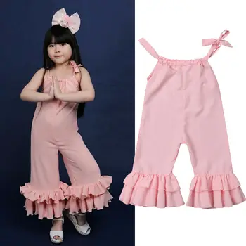 

Kids Baby Girls Sleeveless Romper Bell-Bottomed Trouser Jumpsuit Outfits Clothes