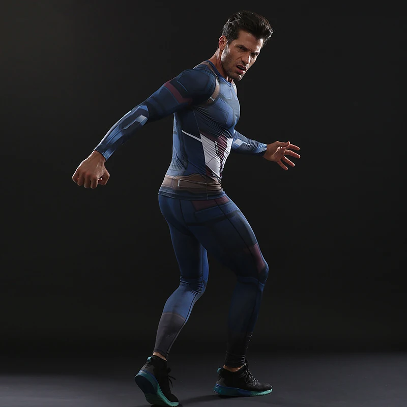 

Avengers 3 Captain America 3D Printed Pattern Compression Tights Pants Men Gym Elastic Fitness Skinny Leggings Trousers Male