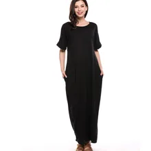Women Color block Bohemian Loose Bat Sleeve Summer Dress Plus Size Floor-Length Long Maxi Dresses With Pocket Robe Longue Femme