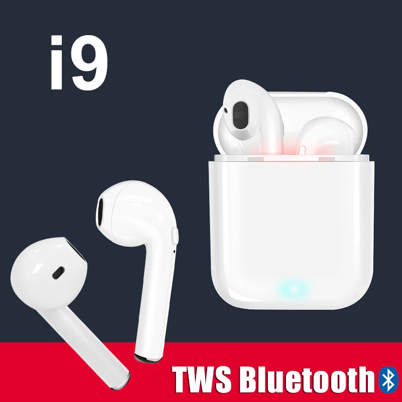 

i9 TWS Wireless Bluetooth Earphone Airpods Double Mini Headsets Earbuds Stereo With Mic Charging Box for iphone Android Xiaomi