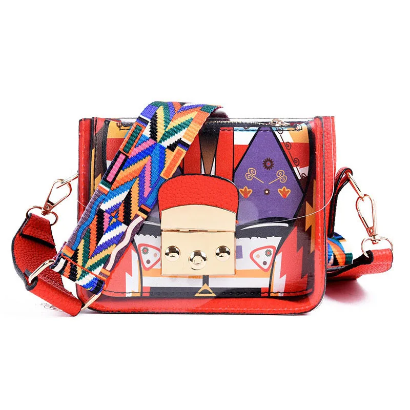 

Famous Brand Woman Handbags 2019 Fashion Wide Shoulder Strap Ladies Shoulder crossbody bags Mini Jelly Clear Bag Girl Funny Bag