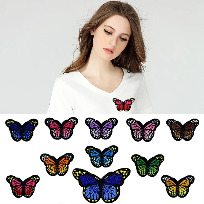 Нашивки «бабочки» для одежды, большие и маленькие наборы для вышивания утюгом на заплатках, нашивка, футболка, сделай сам, украшение, нашивка, наклейка