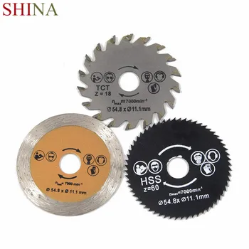 

Shina 3pcsHSS Outer Diameter 54.8MM Mini Circular Saw Blade Wheel For Cutting Wood Aluminum Plate Electric Tool Blade