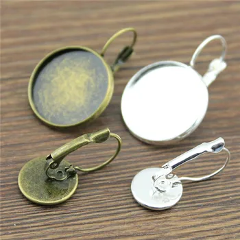 

10pcs 8 Colors Fit 10/12/14/16/18/20/25mm Glass Cabochons Copper Material French Lever Back Earrings Base, Earring Finding