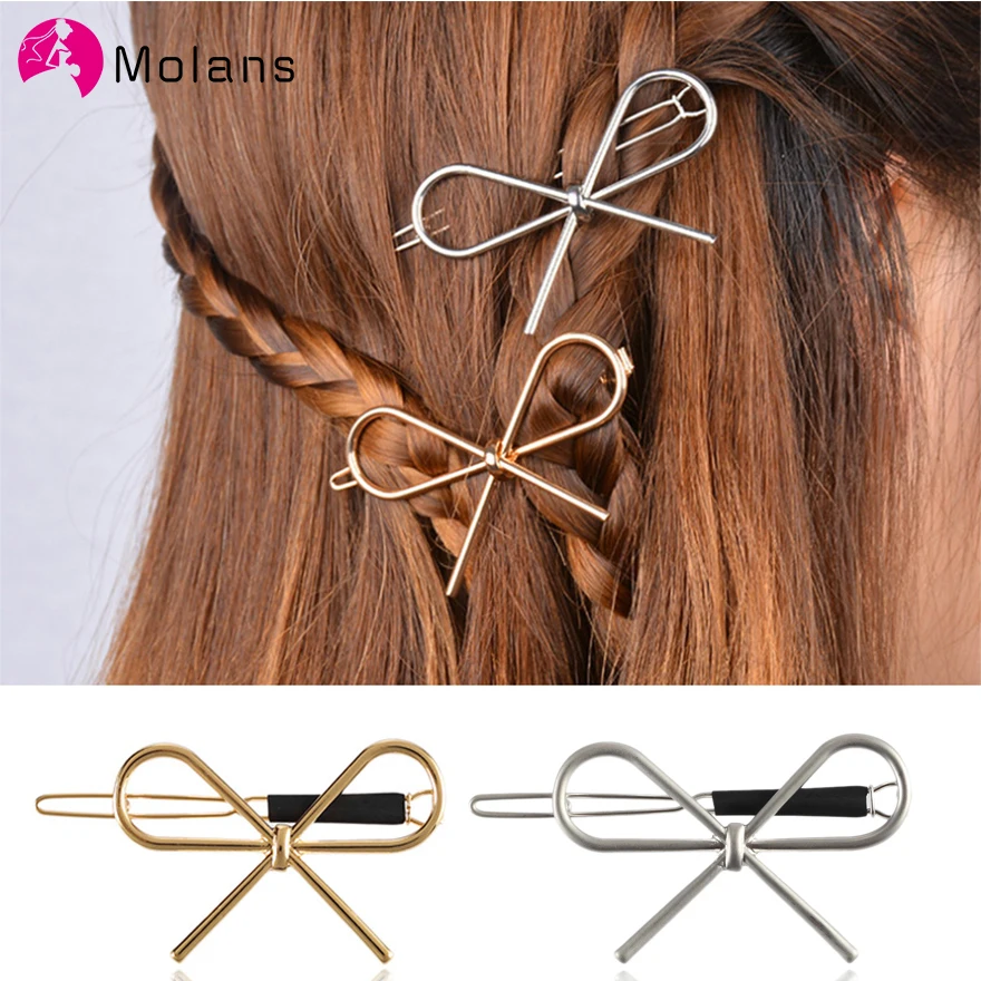 

Molans Openwork Fog Hair Bows Hairpins Hollow Bowknot Hair Clips for Women Girls Hair Accessories Metal Golden Pins Hairgrip