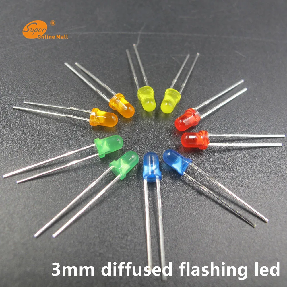 

50pcs 3mm diffused Flicker/Flickering/Candle flash/Flashing blink/blinking LED