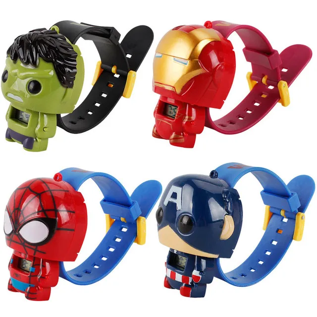 

The Avengers Super Hero Watch Marvel Action Figures Captain American Hulk IronMan SpiderMan Watch Projection Time Kids Toy