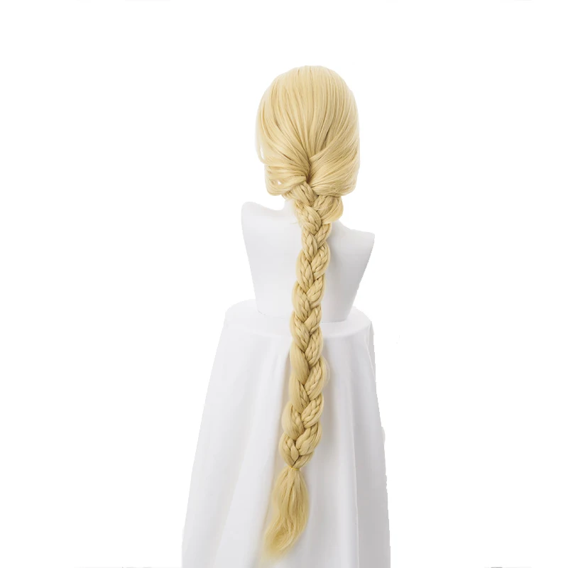 120 см супер длинные светлые коса стиле парик, принцесса Рапунцель Жаростойкие накладные волосы Косплэй костюм парик+ парик Кепки