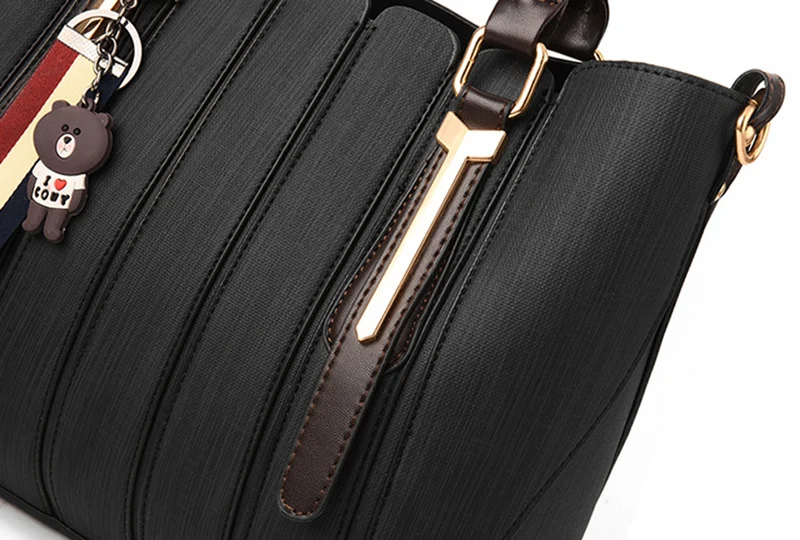 Women Handbag Stitching Style Bolsos Mujer Luxury Handbags Women Bag Designer Bear Pendant Crossbody Bag Sac A Main Totes SS7143 (20)