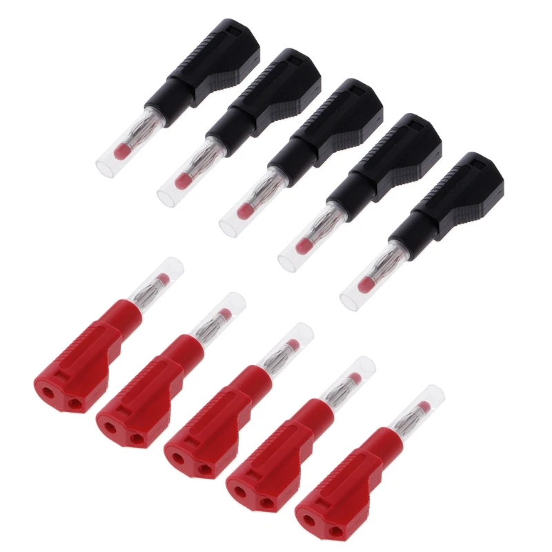 

10 Pcs 4mm Male Retractable Sheath Stackable Banana Plug Wire Solder Connector