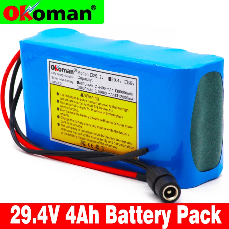 Высокое качество 24В 4Ah 7S2P 18650 аккумулятор литий-ионный 29 4 V 4000mAh Электрический