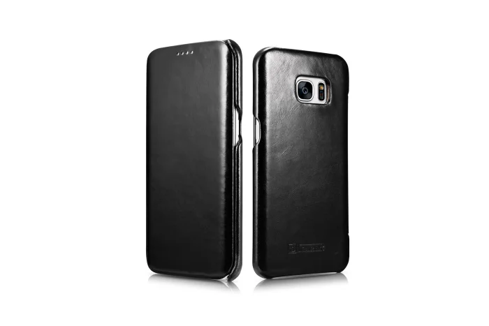 Роскошный чехол из натуральной кожи для samsung Galaxy S7/S7 Edge, Fundas, Модный чехол на весь экран, защитный флип-чехол, чехол для телефона s - Цвет: Черный