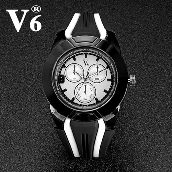 

V6 Silicone Strap Watch Men Casual Sport Student Wristwatch Men's Watches Double Scale Quartz Male Relogio Masculino Top Brand