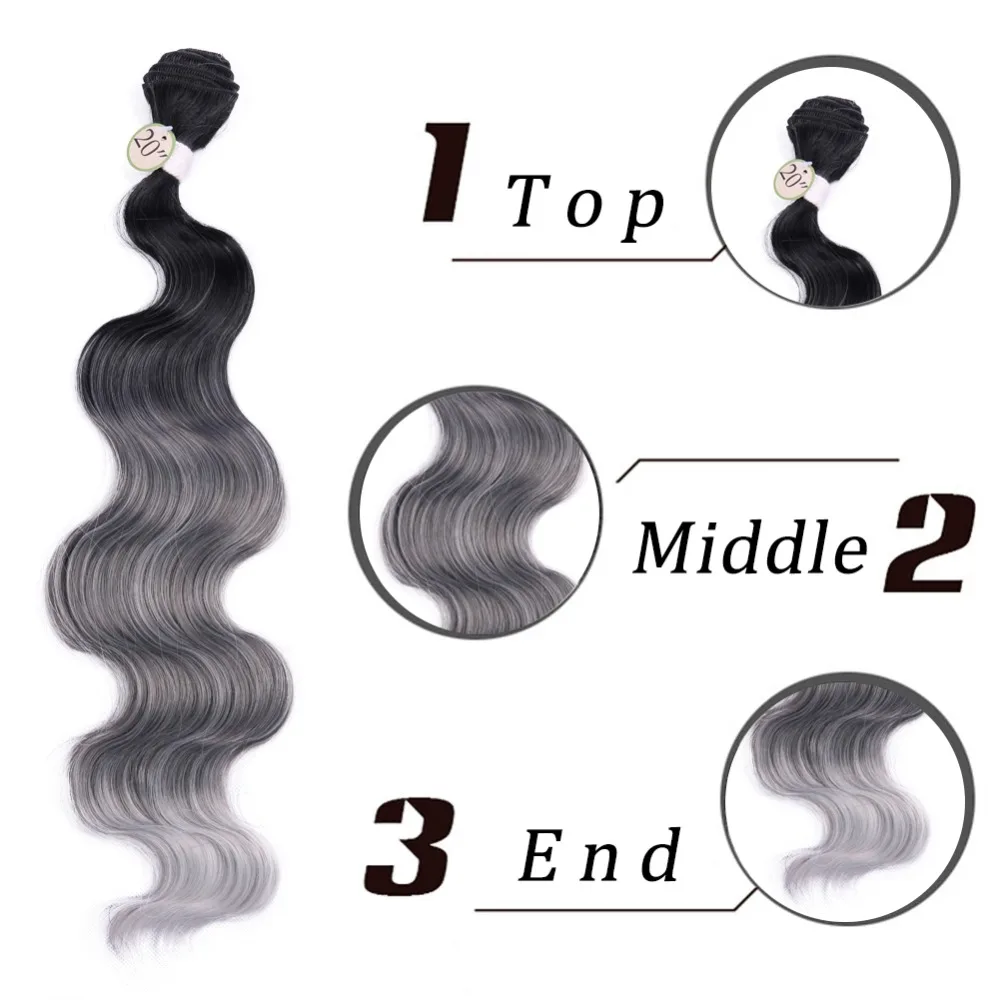 FAVE пряди волос с закрытием черный зеленый/коричневый/серый/фиолетовый/синий тела волна синтетические волосы для наращивания 4 шт./лот для женщин