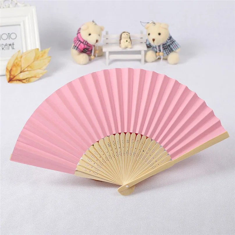 1pc New Hand fan Pattern Folding Dance Wedding Party Lace Silk Hand Held Solid Color Fan folding Decorative fan #3d05 (5)