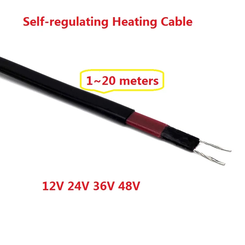 1~ 20 метров 12V 24V 36V 48V DC Саморегулирующийся нагревательный кабель низкого напряжения тепловой кабель трассы для защиты от замораживания