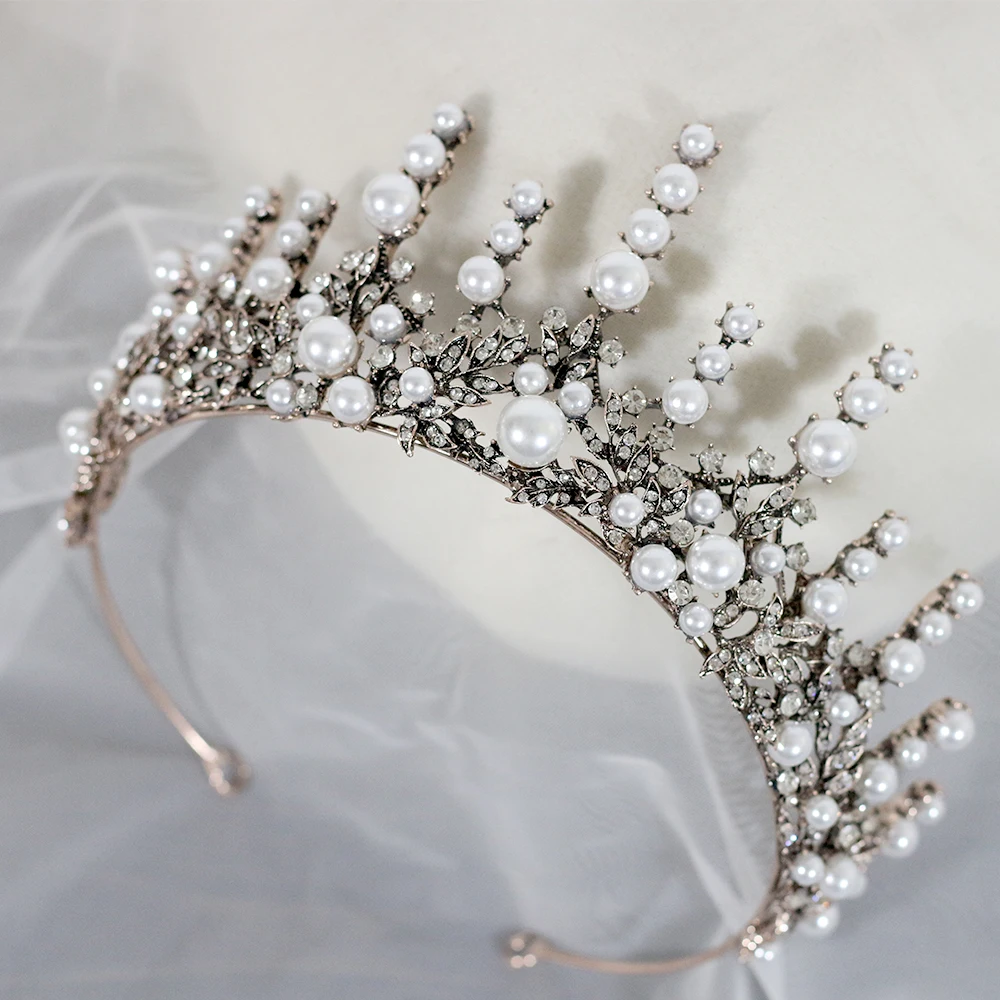 

Tiara nupcial corona moda perla reina boda corona tiara joyería de la boda accesorios