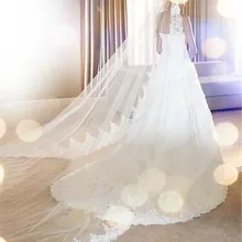 Соборная слоновая кость и белая свадебная фата 300 см Кружева Фиолетовый Длинные свадебные аксессуары, фата Acessorios Para Noivas