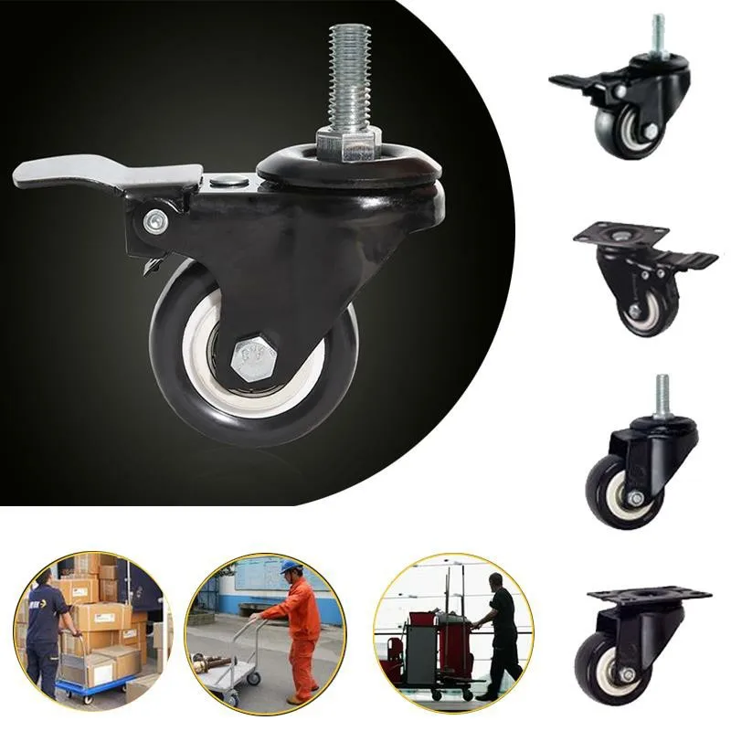 New Home Durable PU Furniture Office Chair Trolley Casters Rubber Universal Rotating Wheels Supplies