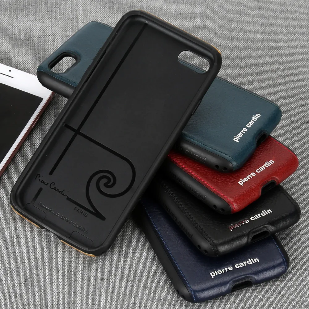 

Pierre Cardin Ultrathin Anti-knock Genuine Leather Case Hard Back Cover Case For Apple iPhone 7/7 plus Phone Case Free shipping