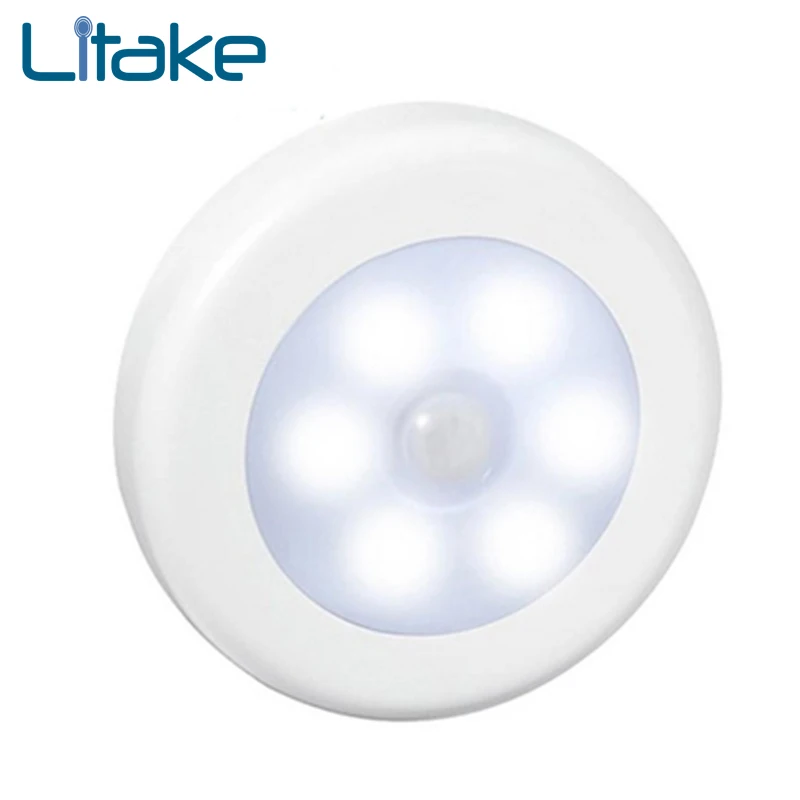 Litake Infrared PIR Motion Sensor 6 Led Night Light Wireless Detector Light Wall Lamp Light Auto On/Off Closet Battery Power Litake Infrared PIR Motion Sensor 6 Led Night Light Wireless Detector Light Wall Lamp Light Auto On/Off Closet Battery Power