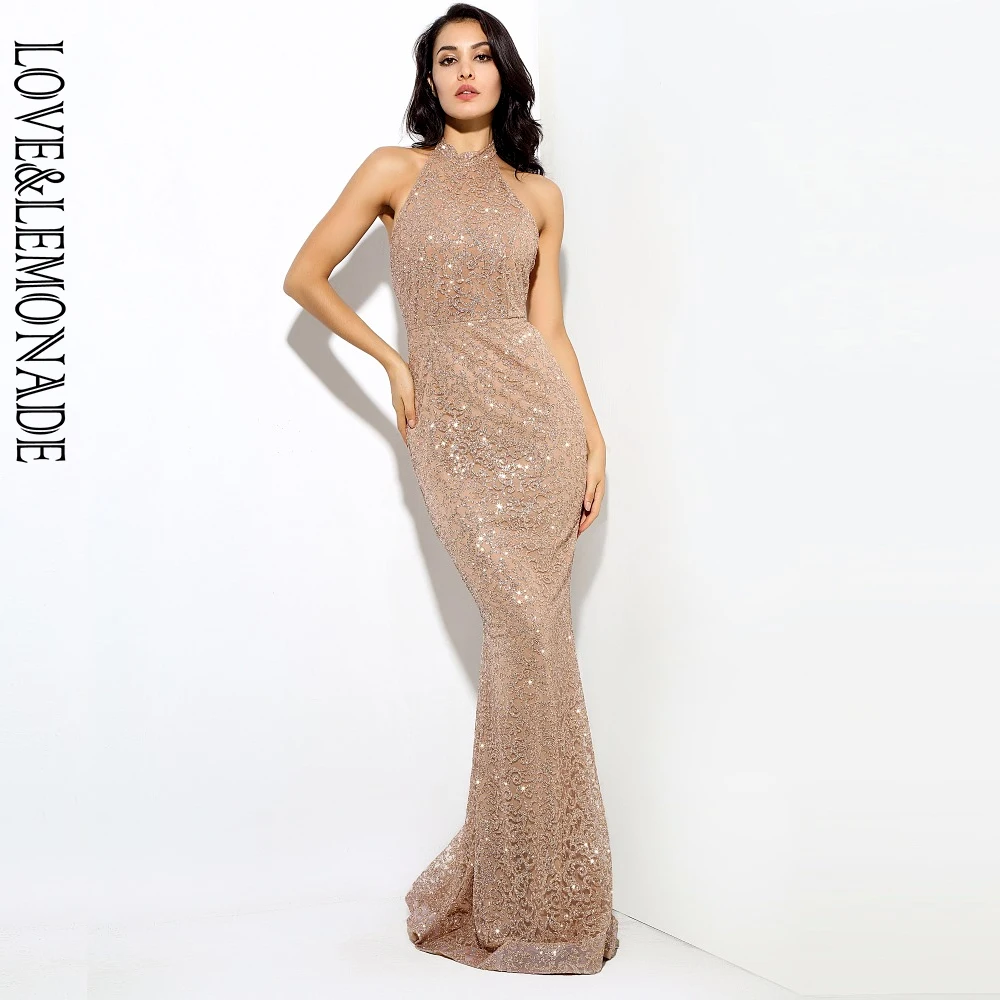 

Love&Lemonade . Gold Flower Vine Sticks Dew Long Dresses LM0219