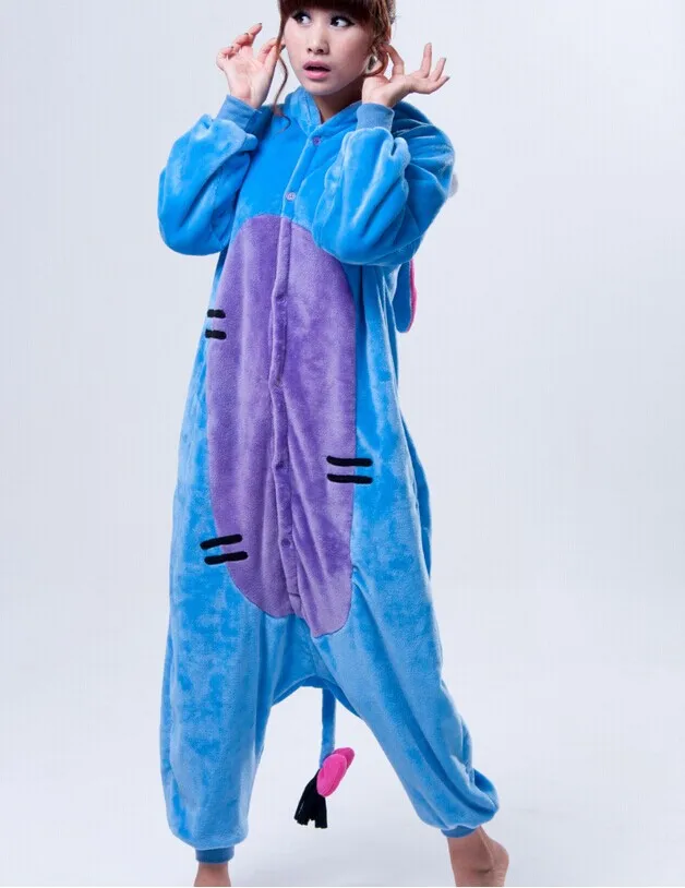 Мужские Дамы Синий Кролик мультфильм взрослых животных Onsie пижамы комбинезоны пижамы C008 S/M/L/XL