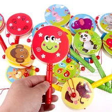 Детские деревянные погремушки барабаны игрушки для От 0 до 3 лет Infant/новорожденных детские руки колотушка аплодисменты погремушки классические игрушки