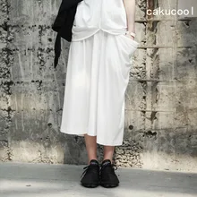 Cakucool Новая летняя хлопоковая длинная юбка весна асимметричный дизайн большой карман Повседневная Япония дизайн белые юбки