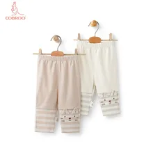 COBROO/штаны для малышей Хлопковые Штаны для маленьких мальчиков и девочек с милым рисунком кота коричневые От 0 до 3 лет