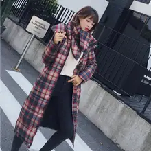 women winter jacket Tartan casual hooded long coat England style checked parka classic vintage mujer 2018 winterjas warm cotton