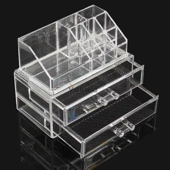 Transparent Clear Two Layer Drawers Acrylic Cosmetic Organizer Drawer Makeup Case Storage Insert Holder Box Free Shipping
