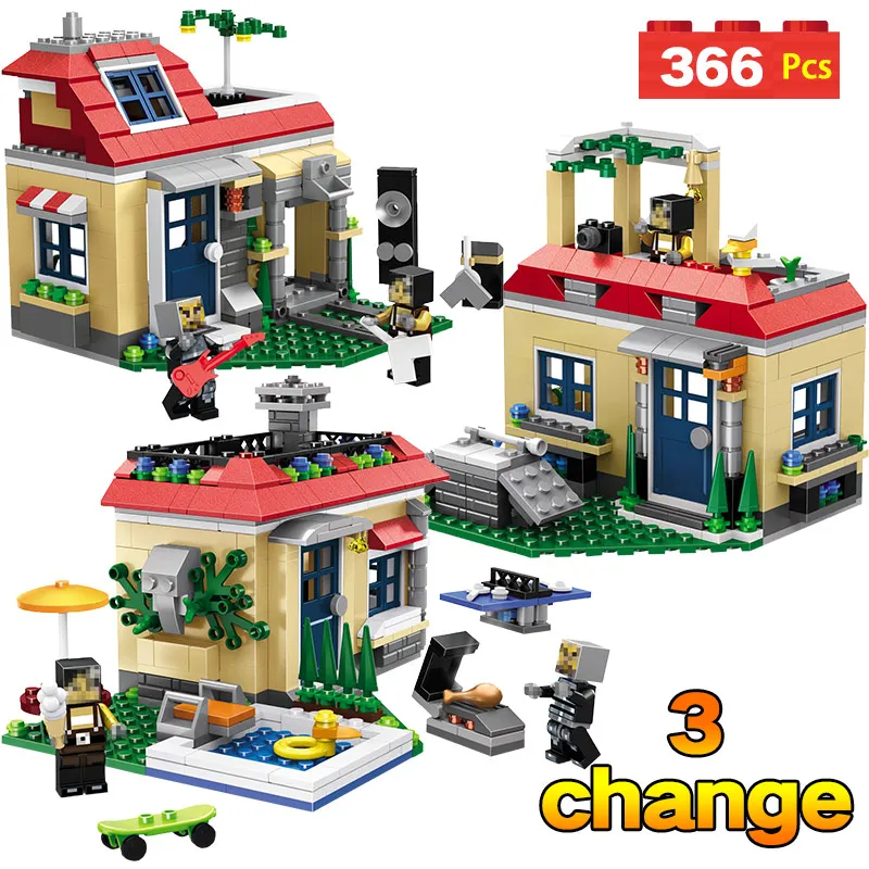 

366PCS My World Poolside Holiday Villa Building Block Compatible Legoingly Minecrafted Brick Figures Toy For children