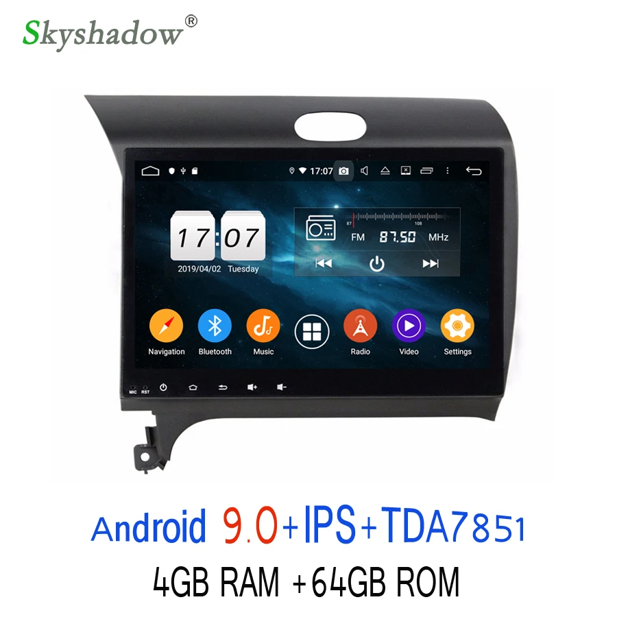 Perfect 10.1" TDA7851 4*50W Android 9.0 For kia K3 2012 - 2015 8 Core 4GB RAM 64GB BT 4.0 Wifi GPS Glonass Map Car DVD Player RDS Radio 3