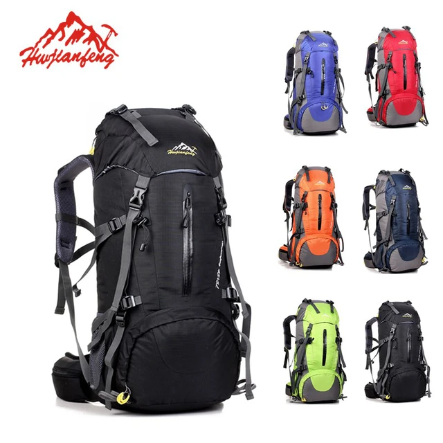 Loowoko Hiking Backpack 50L Travel Daypack Waterproof with Rain Cover for Climbing Camping Mountaineering