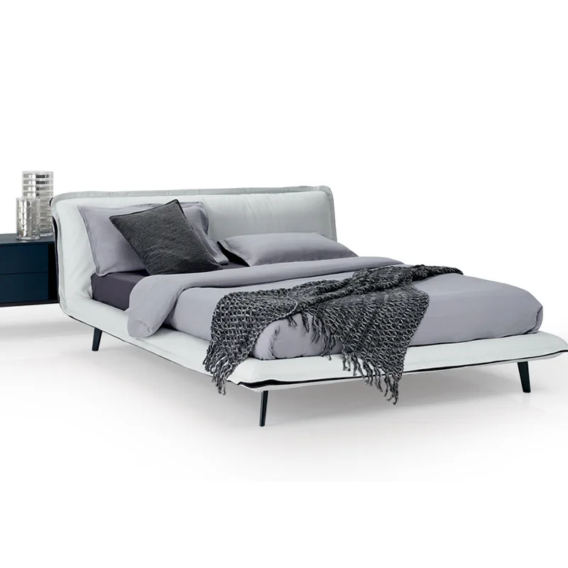 Nнордический роскошный и минималистичный стиль, первый слой кожаной кровати, итальянская Минималистичная дизайнерская мебель