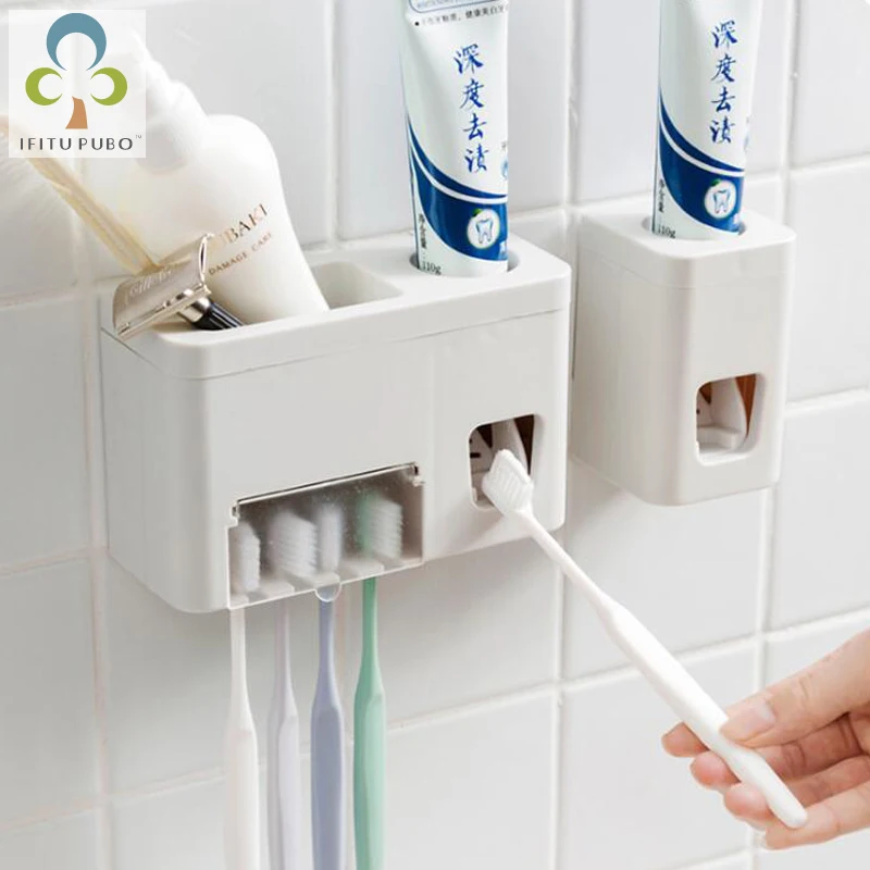 

Tooth Brush Holder Automatic Toothpaste Dispenser Toothbrush Holder Toothbrush Wall Mount Stand Bathroom Tools GYH